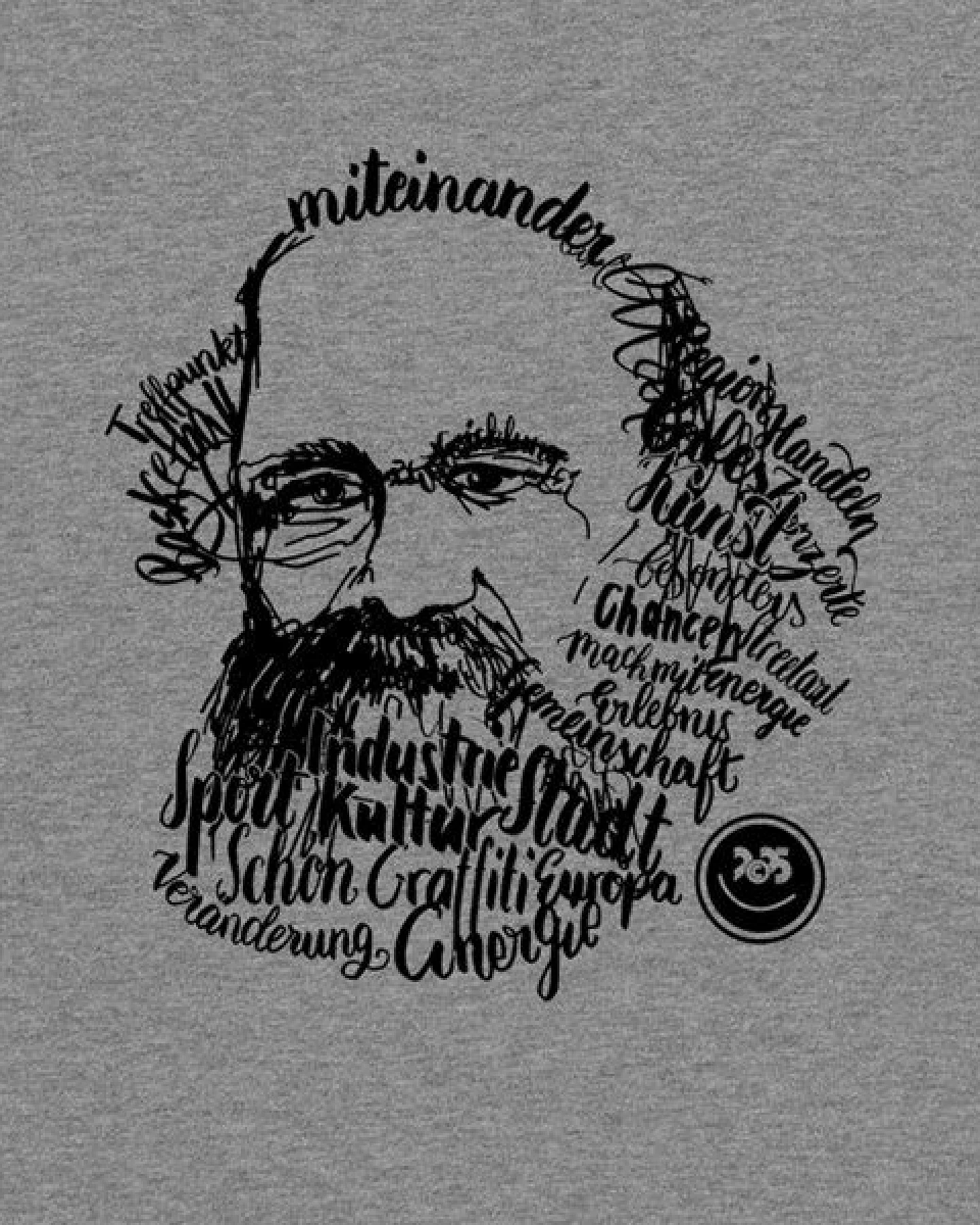 Spangeltangel T-Shirt, Karl-Marx-Motiv bedruckt, Handlettering, Chemnitz, nachhaltig, Stadt, Herren, Damen, Unisex, Biobaumwolle – Ansicht 3