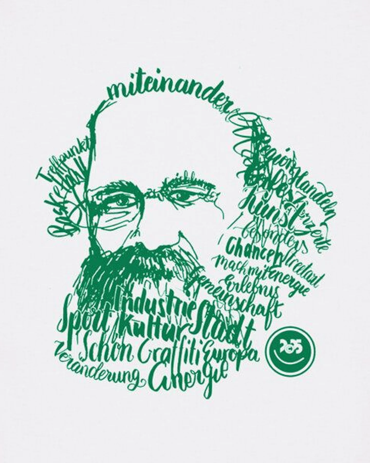 Spangeltangel T-Shirt, Karl-Marx-Motiv bedruckt, Handlettering, Chemnitz, nachhaltig, Stadt, Herren, Damen, Unisex, Biobaumwolle – Ansicht 3