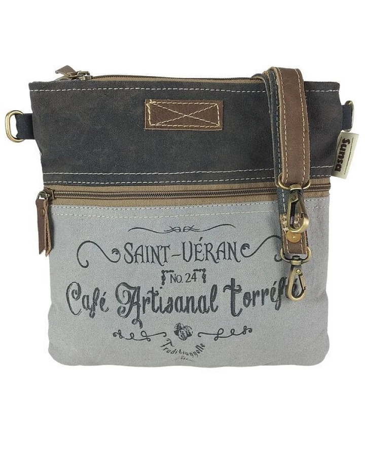 Sunsa Vintage Tasche schwarz grau Umhängetasche kleine Schultertasche