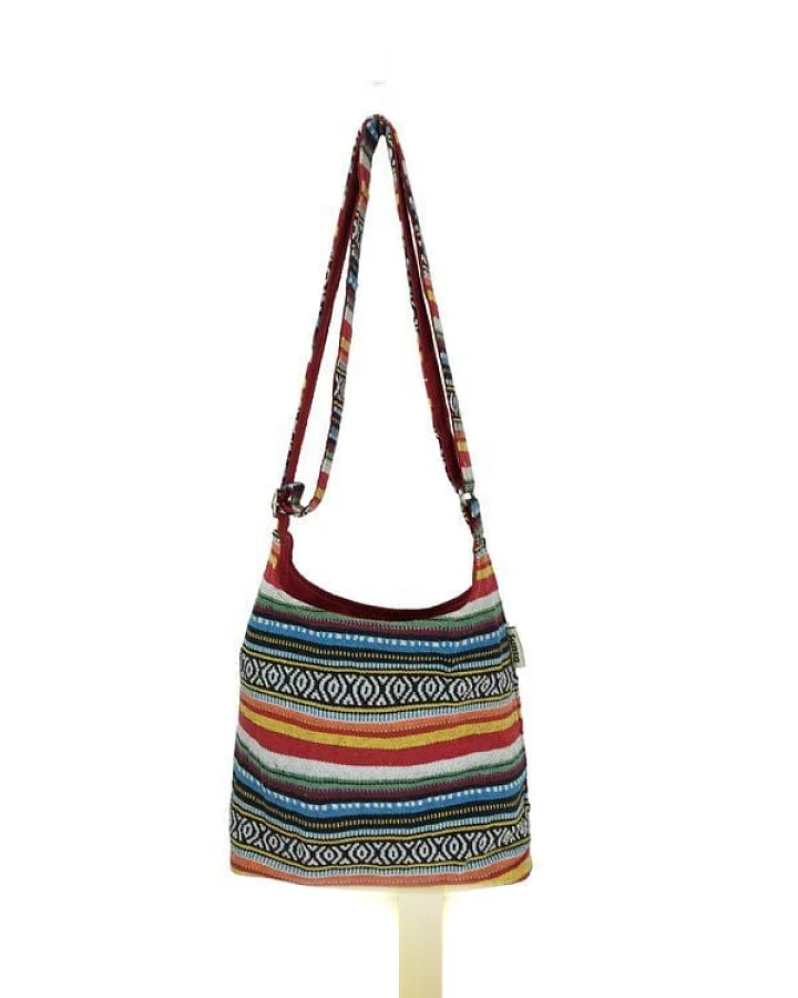 Sunsa Hobo Tasche. Gestreifte Baumwolle Umhängetasche. Vegane Schultertasche. Crossbody bag