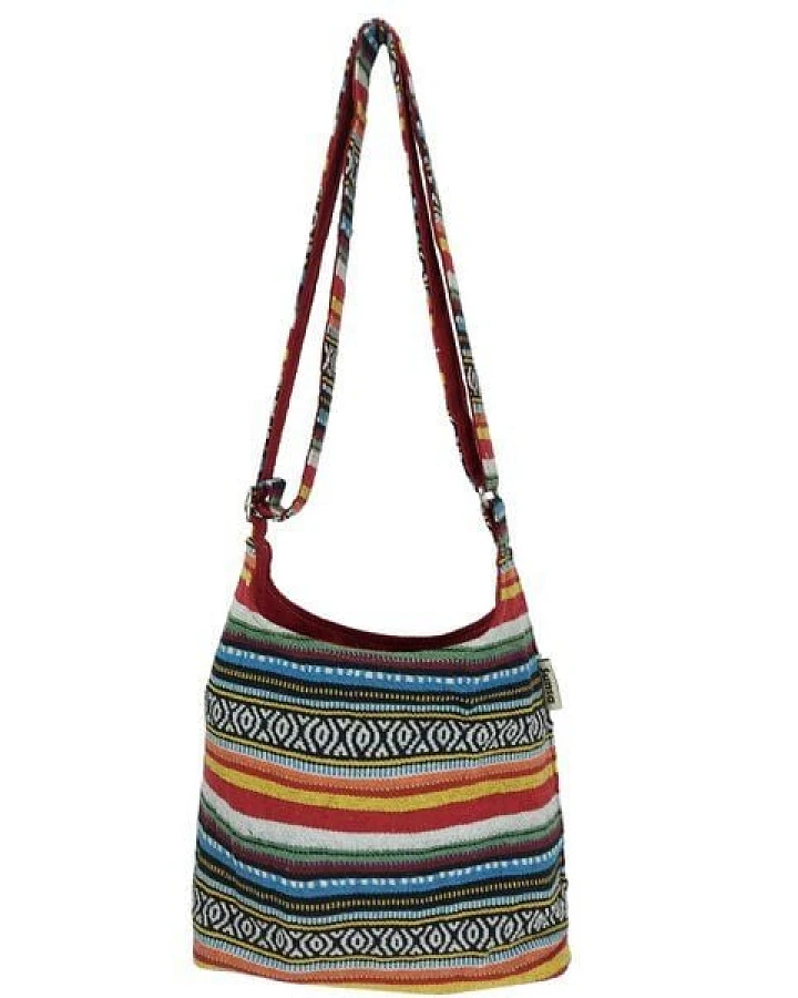 Sunsa Hobo Tasche. Gestreifte Baumwolle Umhängetasche. Vegane Schultertasche. Crossbody bag