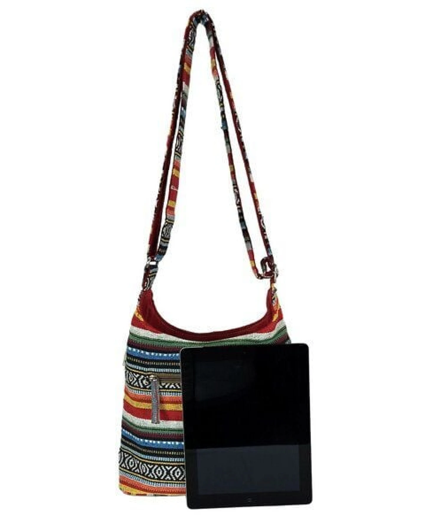 Sunsa Hobo Tasche. Gestreifte Baumwolle Umhängetasche. Vegane Schultertasche. Crossbody bag – Ansicht 3