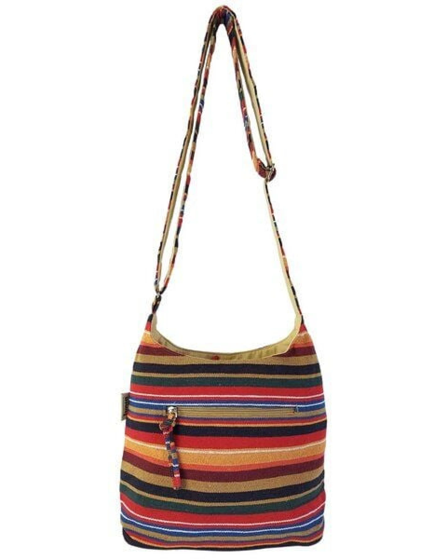 Sunsa Hobo Tasche. Gestreifte Baumwolle Umhängetasche. Vegane Schultertasche. Crossbody bag – Ansicht 4