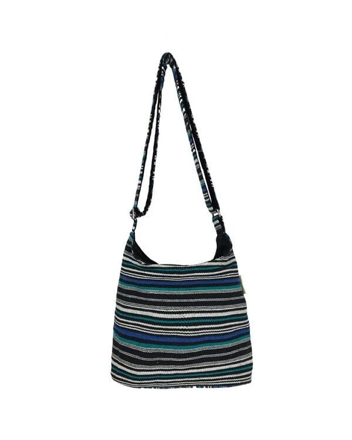 Sunsa Hobo Tasche. Gestreifte Baumwolle Umhängetasche. Vegane Schultertasche. Crossbody bag