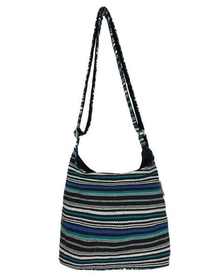 Sunsa Hobo Tasche. Gestreifte Baumwolle Umhängetasche. Vegane Schultertasche. Crossbody bag