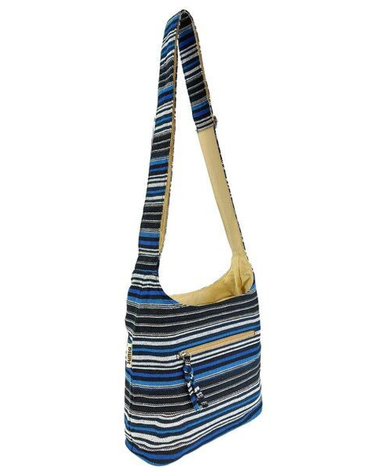 Sunsa Hobo Tasche. Gestreifte Baumwolle Umhängetasche. Vegane Schultertasche. Crossbody bag – Ansicht 3