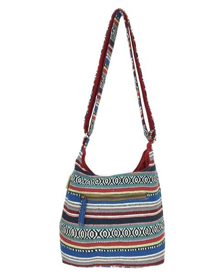 Sunsa Hobo Tasche. Gestreifte Baumwolle Umhängetasche. Vegane Schultertasche. Crossbody bag