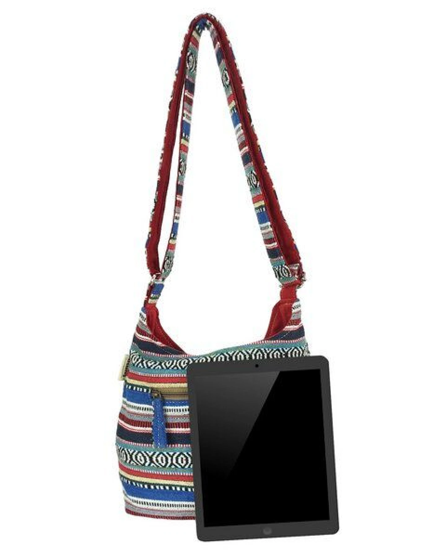 Sunsa Hobo Tasche. Gestreifte Baumwolle Umhängetasche. Vegane Schultertasche. Crossbody bag – Ansicht 3