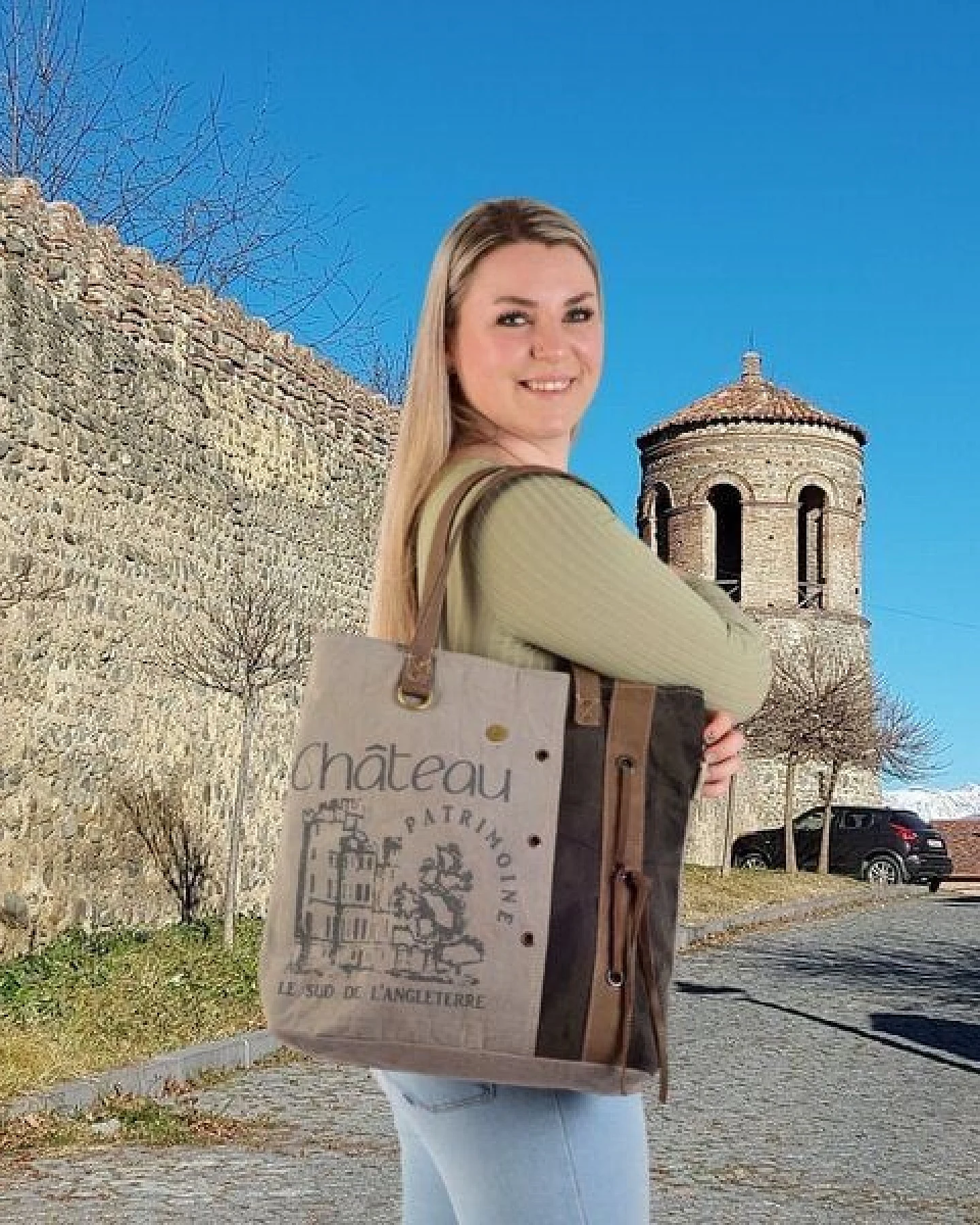 Sunsa Vintage Tasche Canvas Schultertasche große Shopper Damen Handtasche Einkaufstasche – Ansicht 4