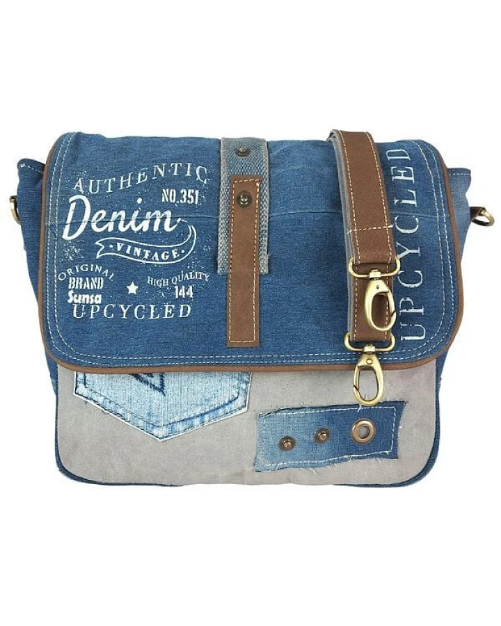 Sunsa Damen Messenger Tasche, Canvas Umhängetasche nachhaltige Jeanstasche