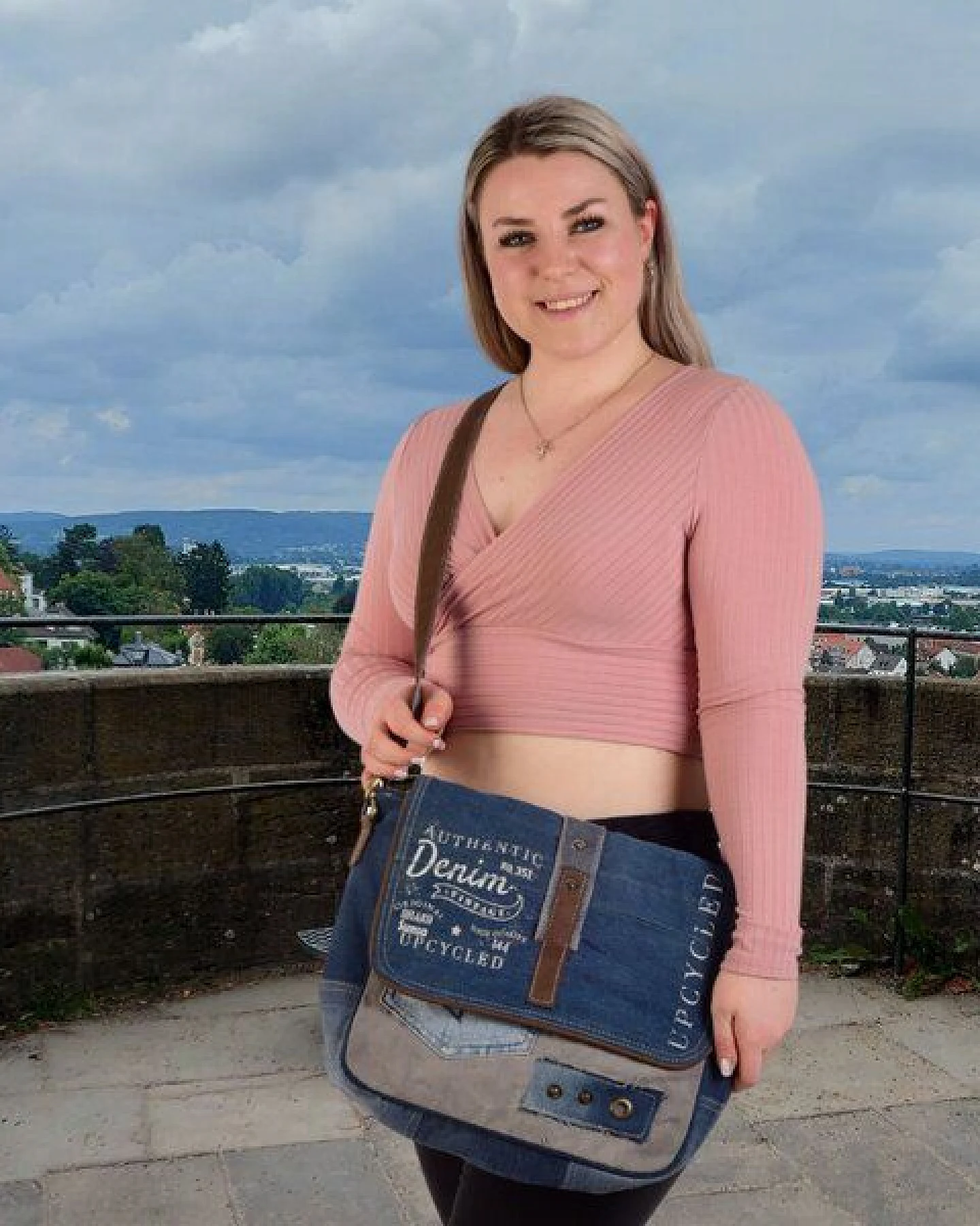 Sunsa Damen Messenger Tasche, Canvas Umhängetasche nachhaltige Jeanstasche – Ansicht 2