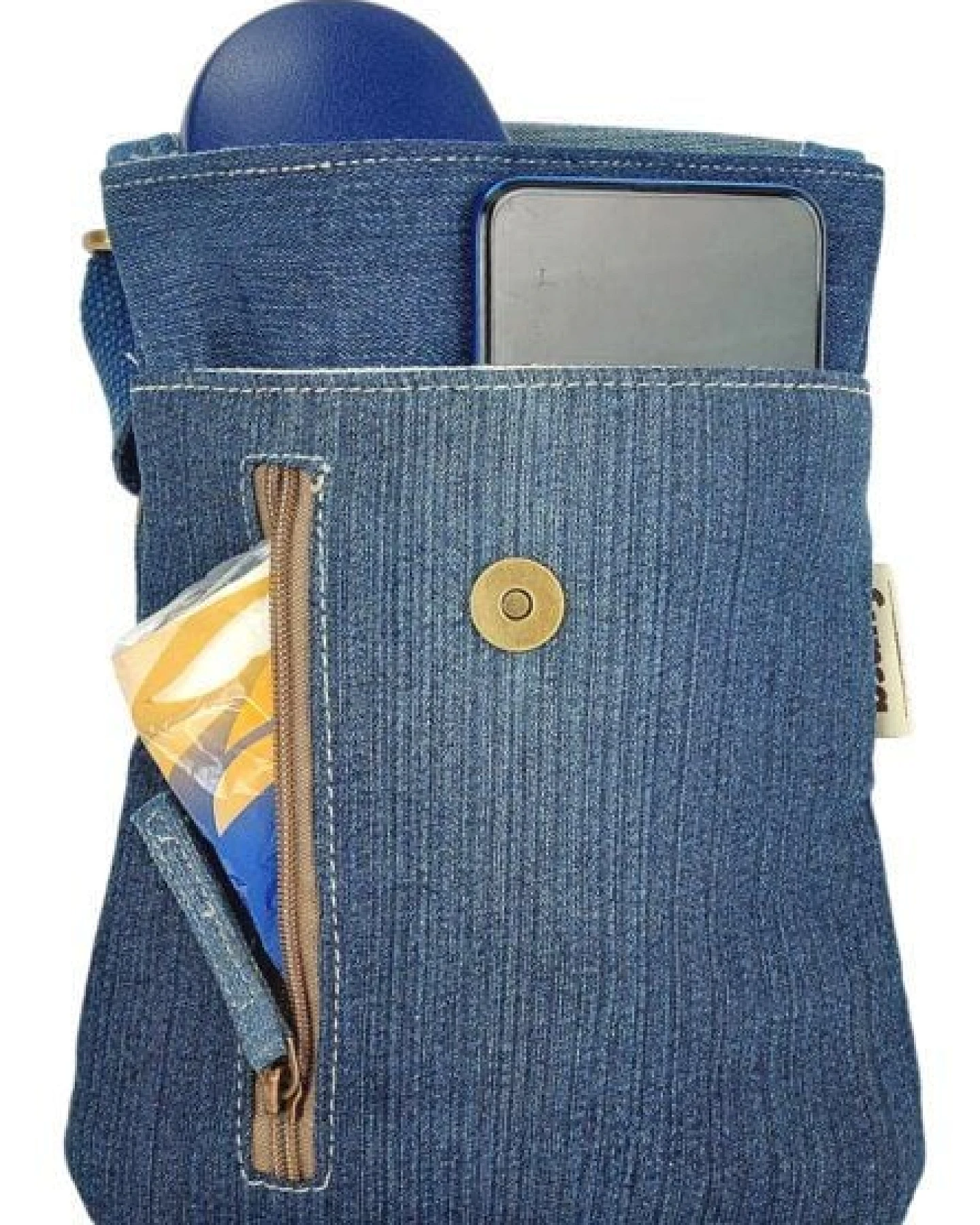 Sunsa Damen Handy Tasche, kleine Umhängetasche Vegane Crossover Jeans bag mit Streifen – Ansicht 4