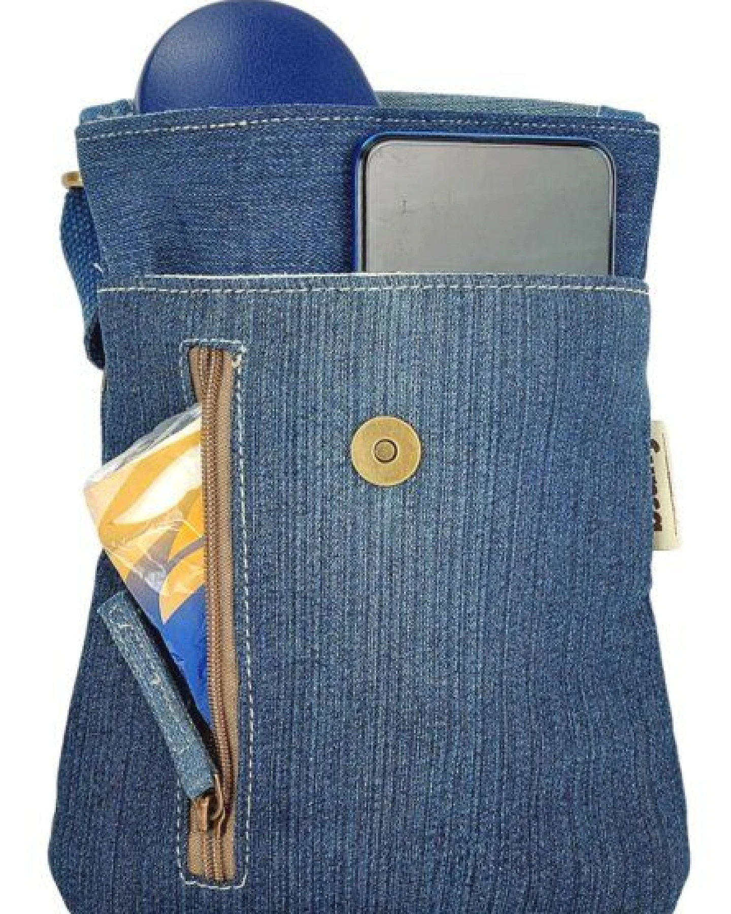 Sunsa Damen Handy Tasche, kleine Umhängetasche Vegane Crossover Jeans bag mit Streifen – Ansicht 4