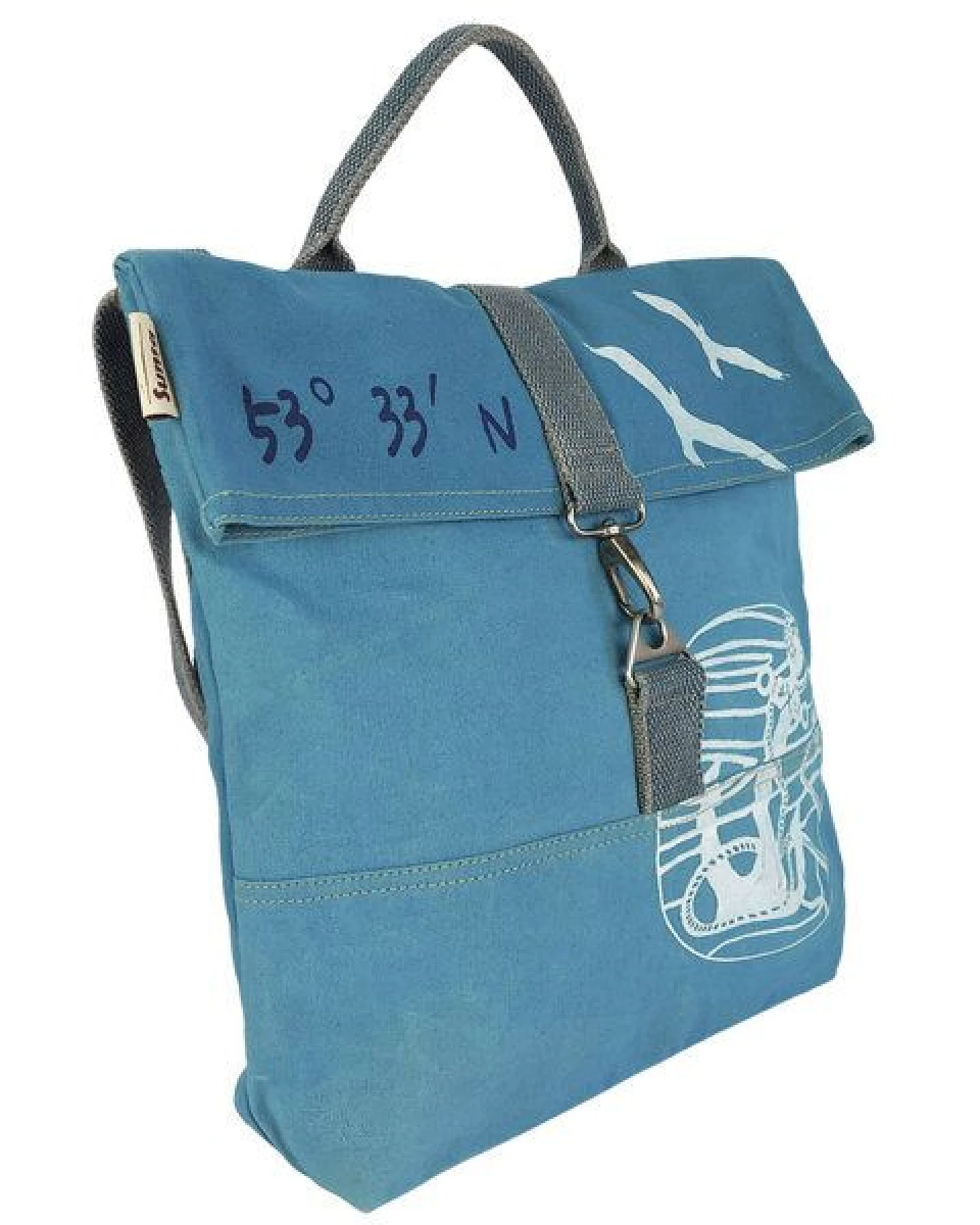 Sunsa Damen Umhängetasche. Canvas Schultasche. Vegane Tasche mit Maritim- Motiv – Ansicht 3