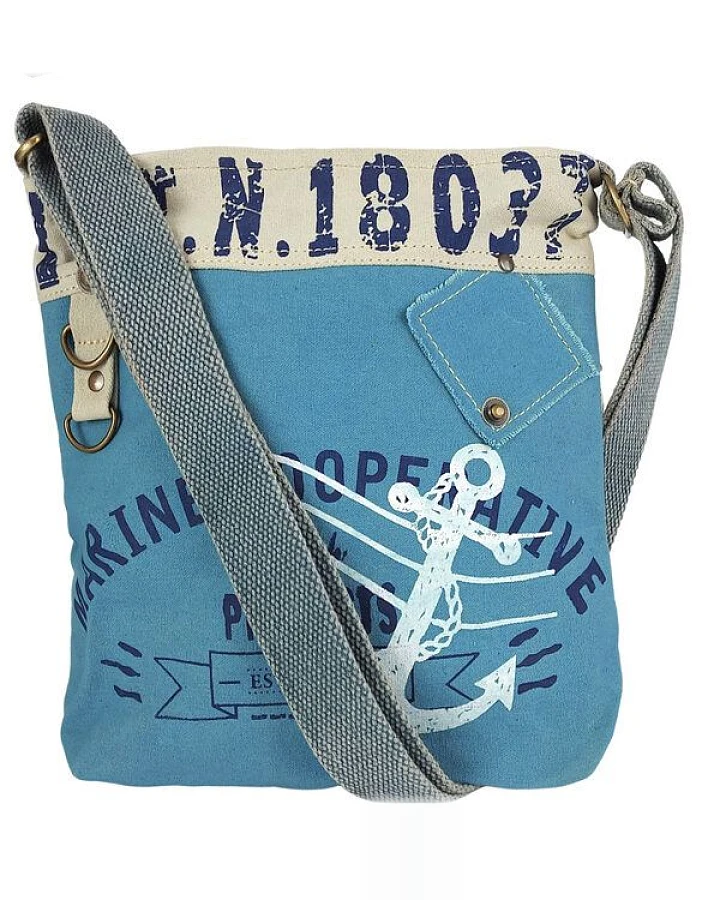 Sunsa Damen Umhängeasche, Vegane Crossover bag Canvas Tasche mit Maritim-Motiv