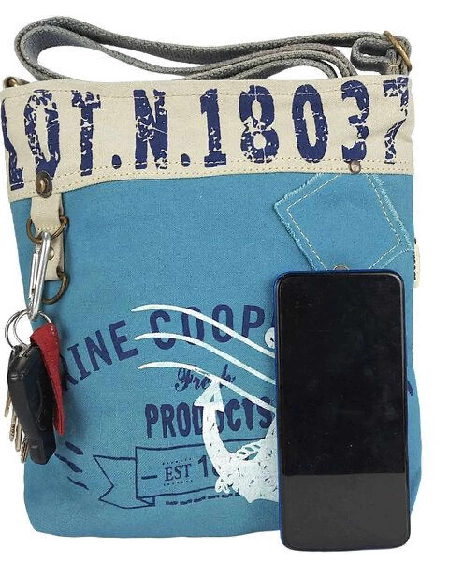 Sunsa Damen Umhängeasche, Vegane Crossover bag Canvas Tasche mit Maritim-Motiv – Ansicht 3