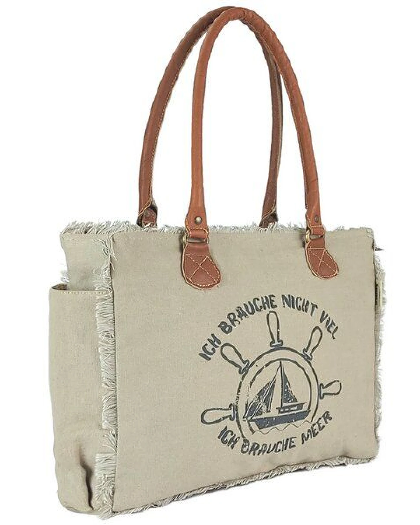 Sunsa Maritim Design Vintage Tasche, Handtasche mit Leder Henkel Canvas Schultertasche – Ansicht 3