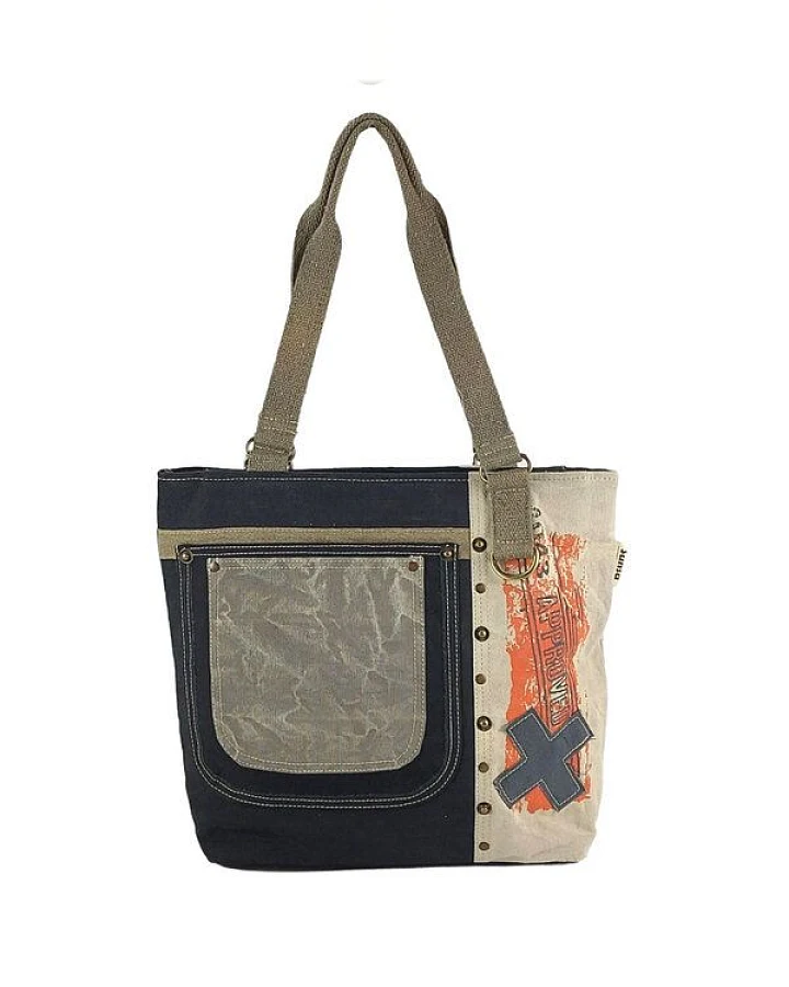 Sunsa Shopper Canvas Handtasche in Vintage Stil, Vegane Schultertasche