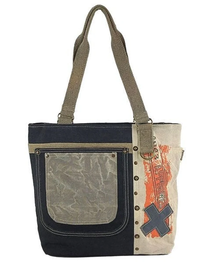 Sunsa Shopper Canvas Handtasche in Vintage Stil, Vegane Schultertasche