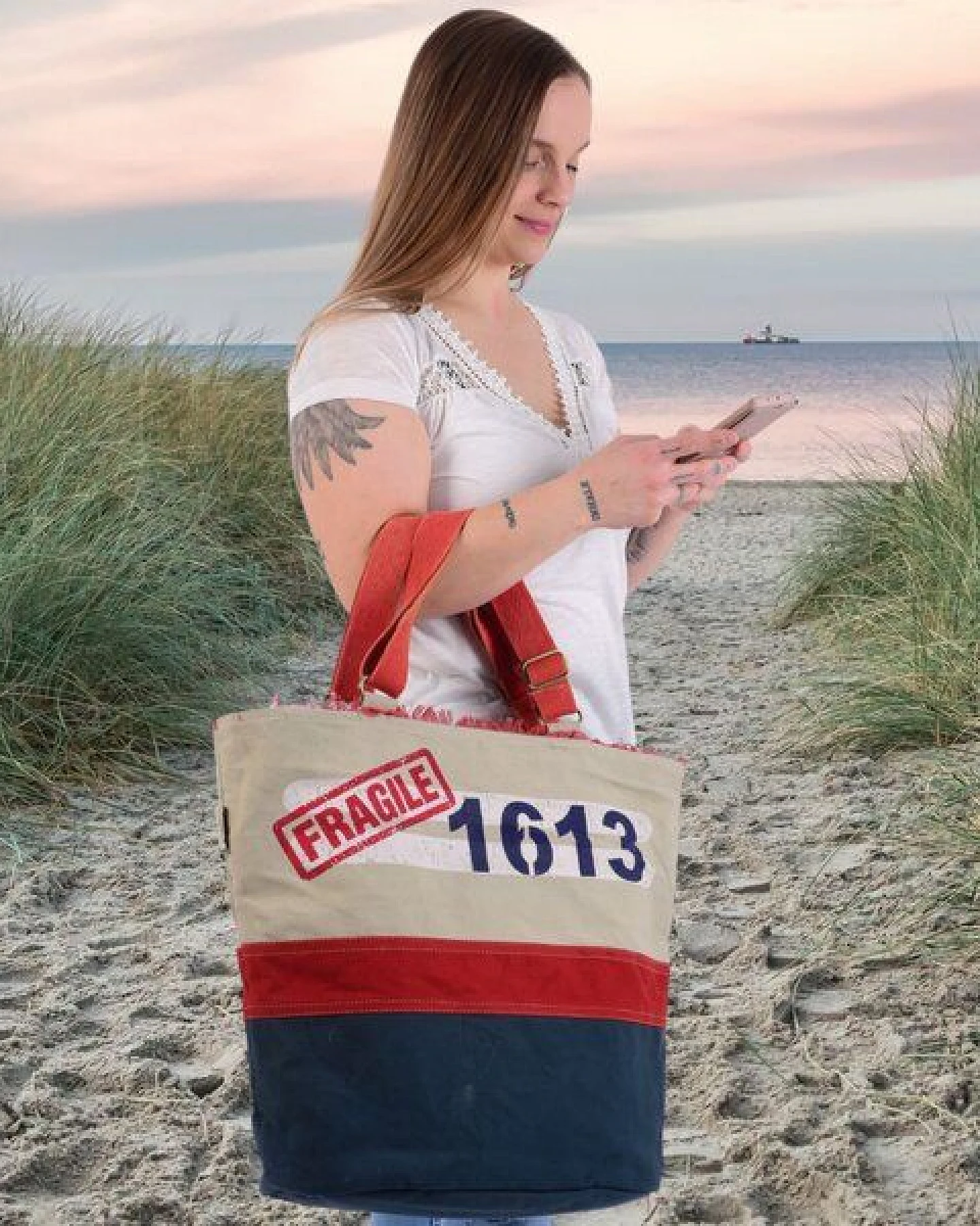 Sunsa XXL Tasche, Vintage Weekender Vegane Badetasche Große Canvas Shopper – Ansicht 2