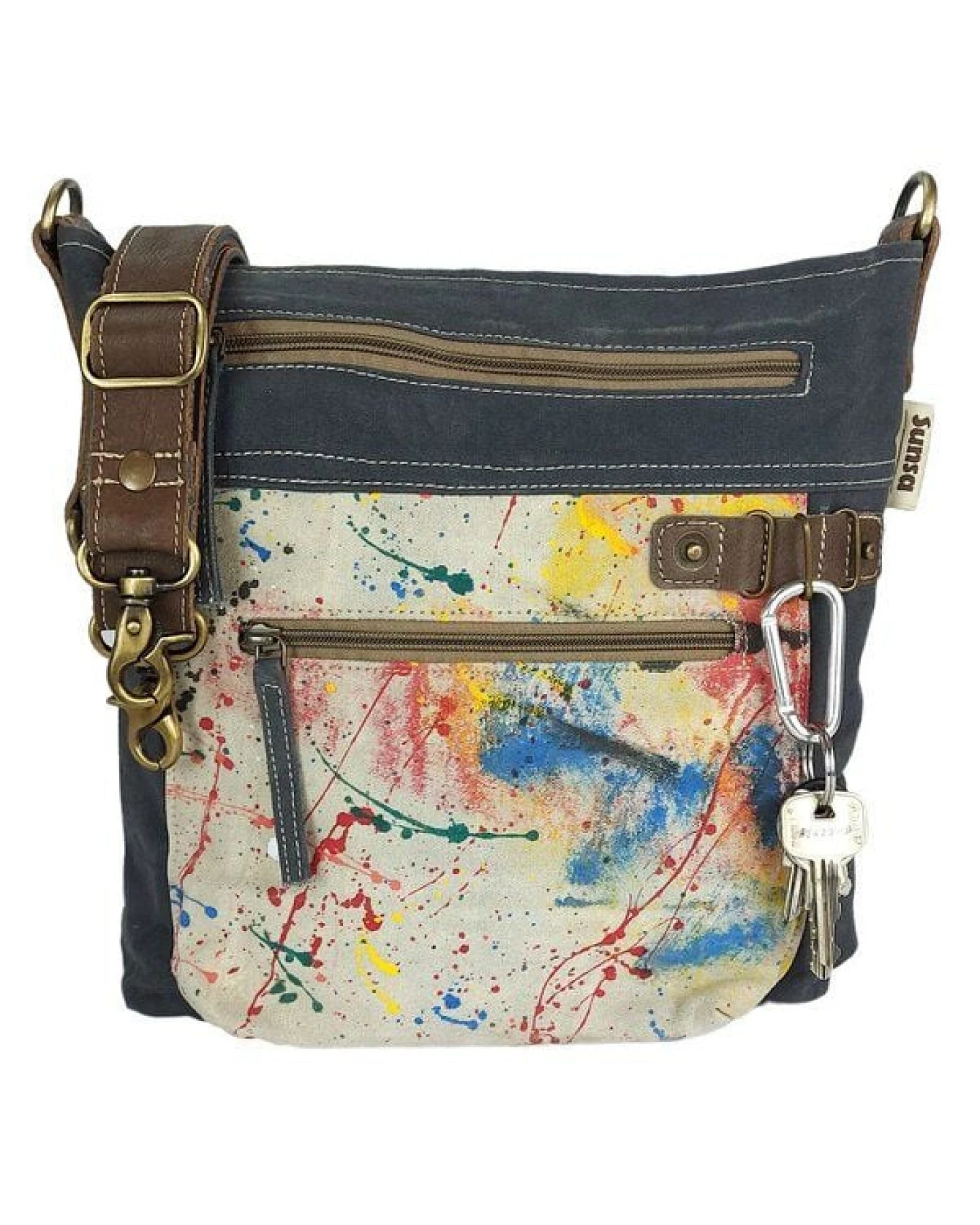 Sunsa Damen Umhängetasche. Canvas Crossbody Tasche. Crossover Bag mit Abstrakt Design. – Ansicht 4