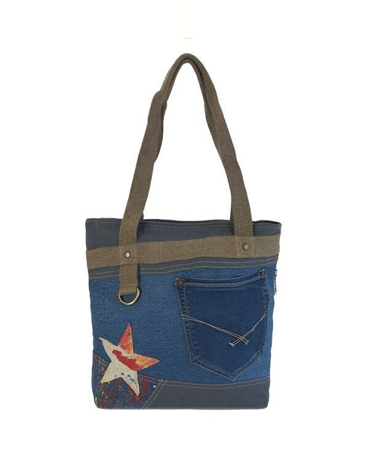 Sunsa Shopper nachhaltige Jeans Handtasche Vintage Tasche Vegane Damen Schultertasche
