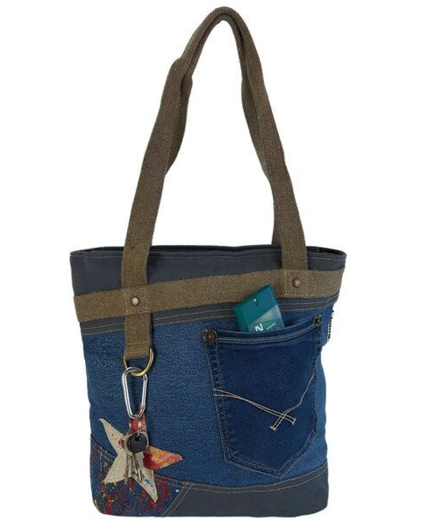 Sunsa Shopper nachhaltige Jeans Handtasche Vintage Tasche Vegane Damen Schultertasche – Ansicht 3
