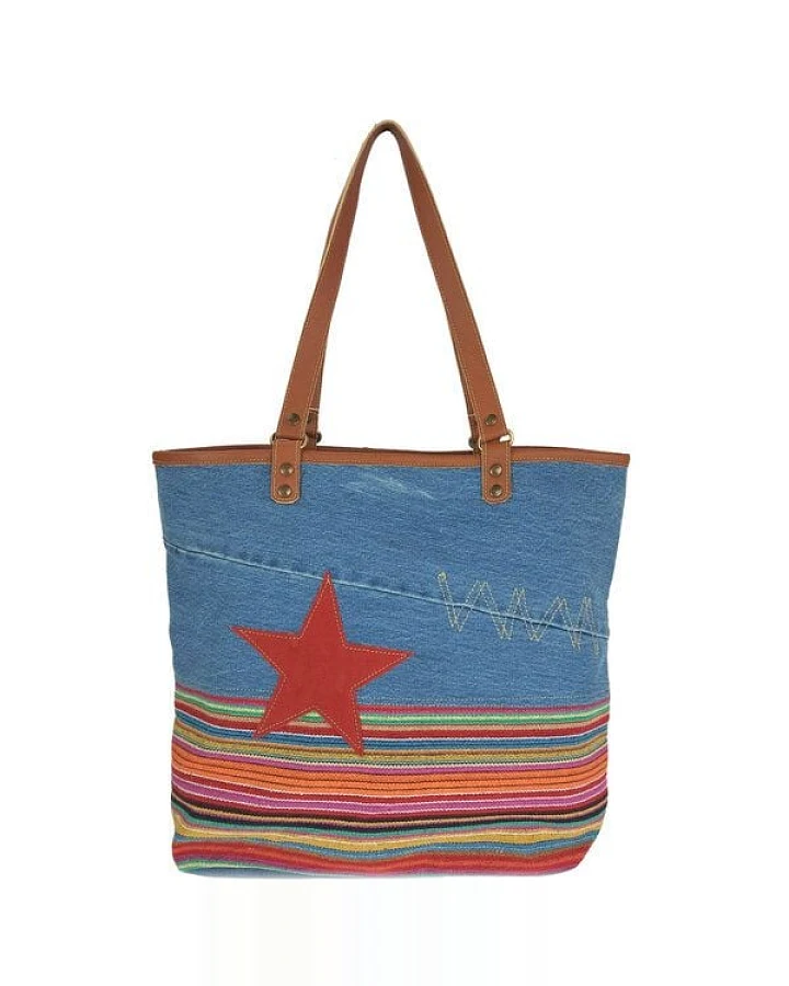 Sunsa Schultertasche Nachhaltige Jeans Shopper große Handtasche Damen Jeanstasche
