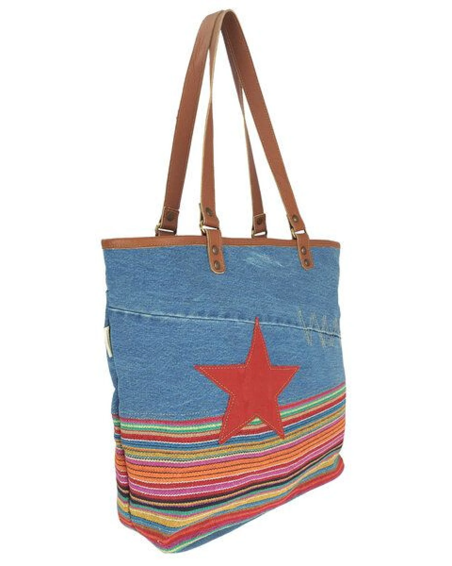 Sunsa Schultertasche Nachhaltige Jeans Shopper große Handtasche Damen Jeanstasche – Ansicht 3