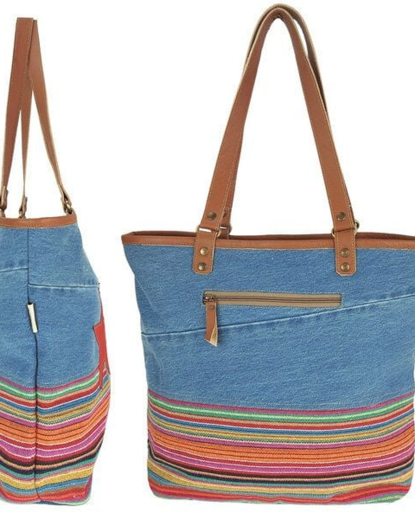Sunsa Schultertasche Nachhaltige Jeans Shopper große Handtasche Damen Jeanstasche – Ansicht 4