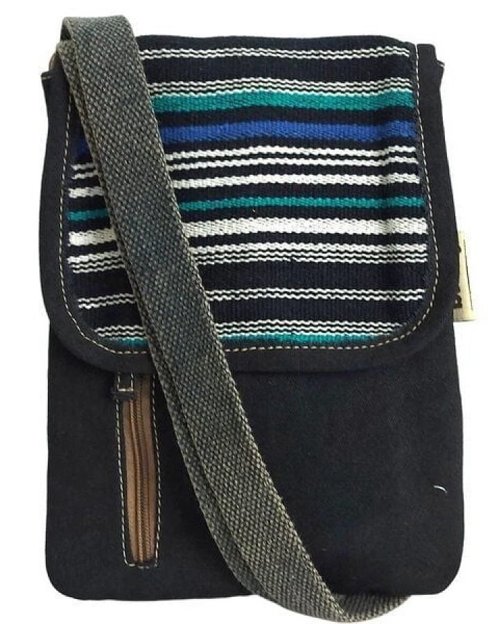 Sunsa Damen Handy Tasche, kleine Umhängetasche aus Canvas & gewebte Baumwolle. Vegane Crossover bag mit Streifen