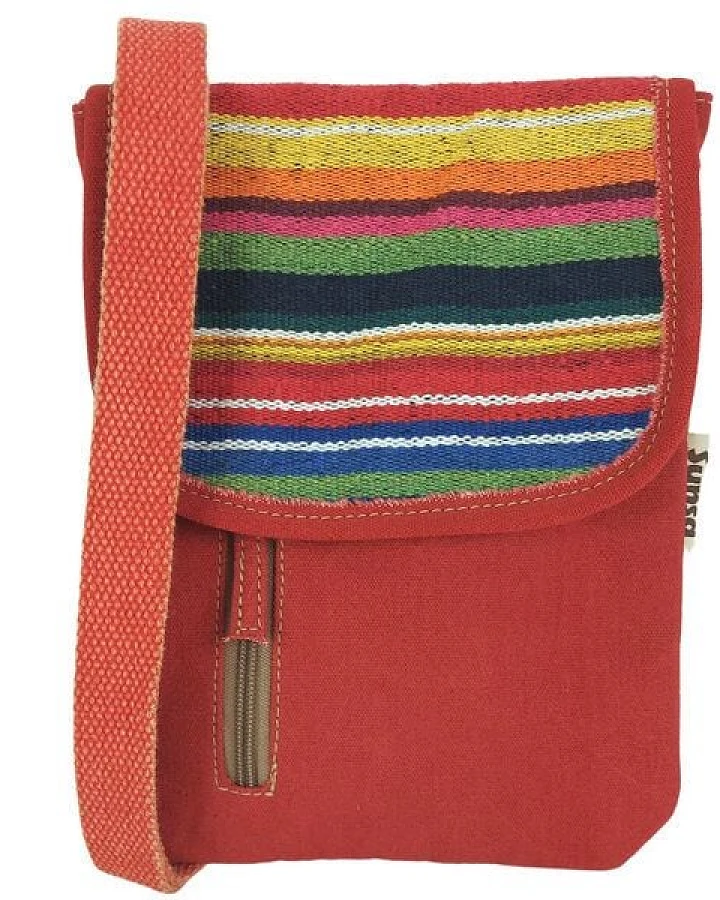 Sunsa Damen Handy Tasche, kleine Umhängetasche aus Canvas & gewebte Baumwolle. Vegane Crossover bag mit Streifen