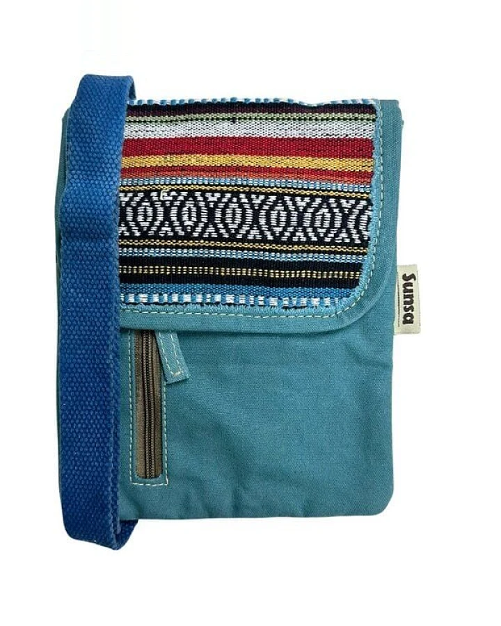 Sunsa Damen Handy Tasche, kleine Umhängetasche aus Canvas & gewebte Baumwolle. Vegane Crossover bag mit Streifen