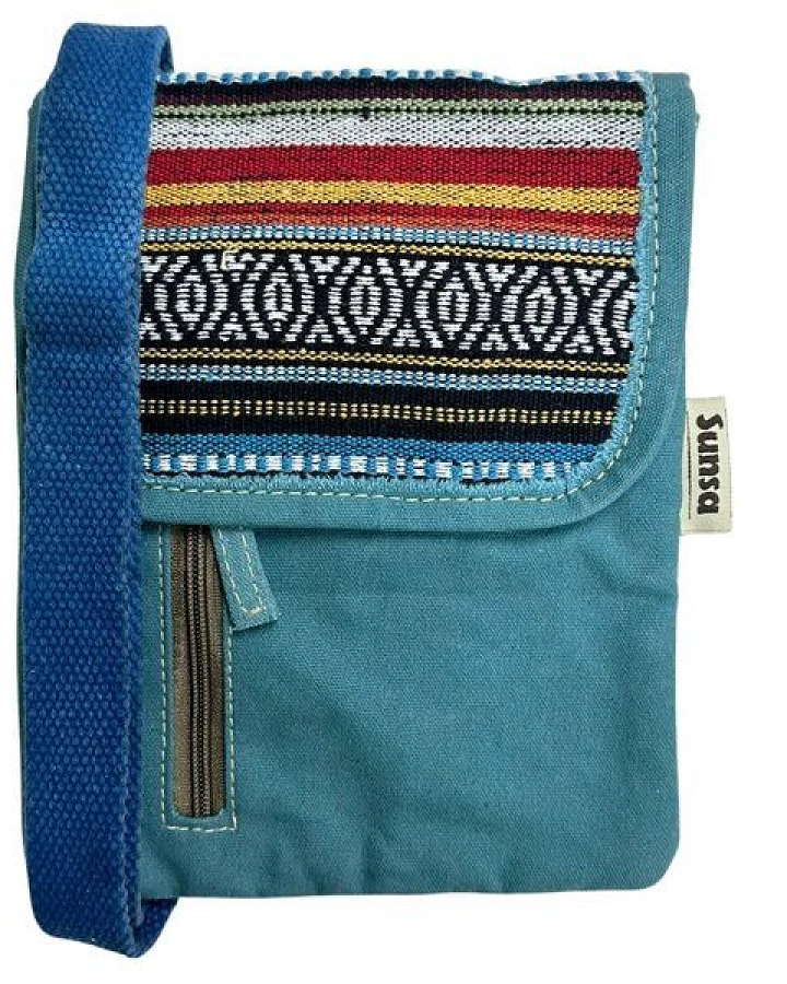 Sunsa Damen Handy Tasche, kleine Umhängetasche aus Canvas & gewebte Baumwolle. Vegane Crossover bag mit Streifen