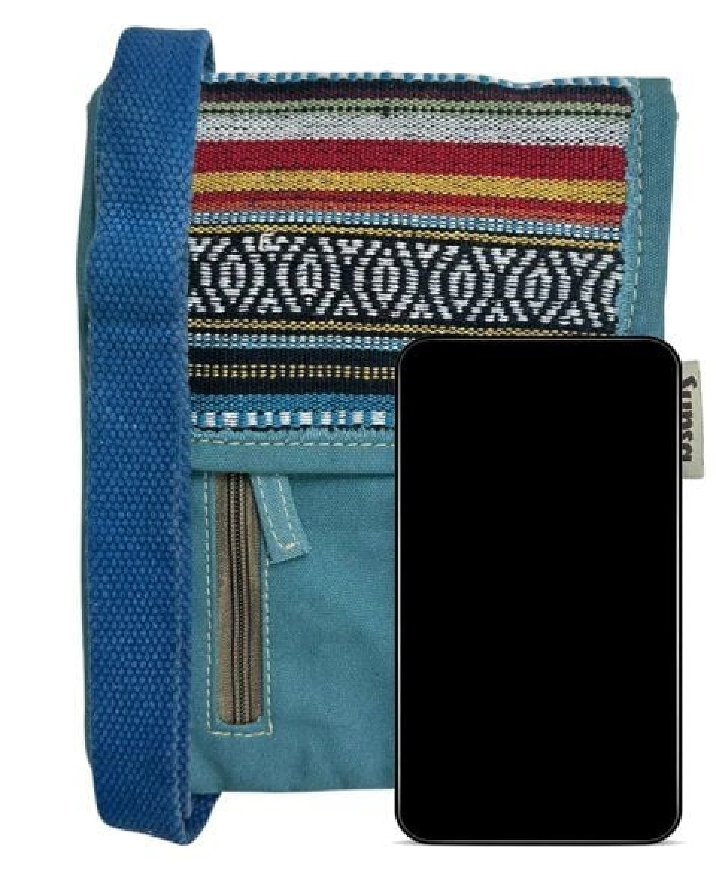 Sunsa Damen Handy Tasche, kleine Umhängetasche aus Canvas & gewebte Baumwolle. Vegane Crossover bag mit Streifen – Ansicht 3