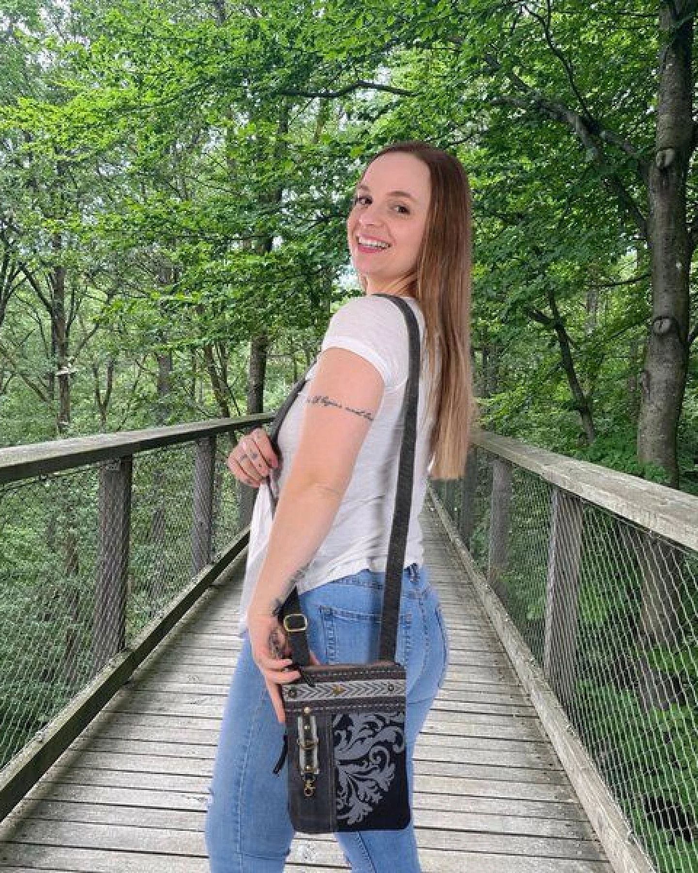 Sunsa Damen Handy Tasche, kleine Umhängetasche aus Canvas. Vintage Cross Over bag – Ansicht 2