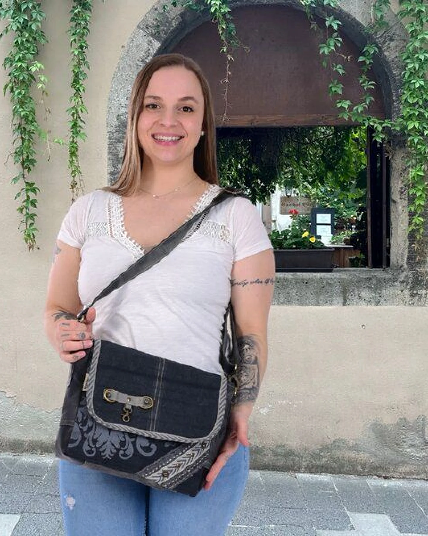 Sunsa Messenger Tasche Vintage Umhängetasche Canvas Schultertasche Mittelgroße Corssbody Bag – Ansicht 2