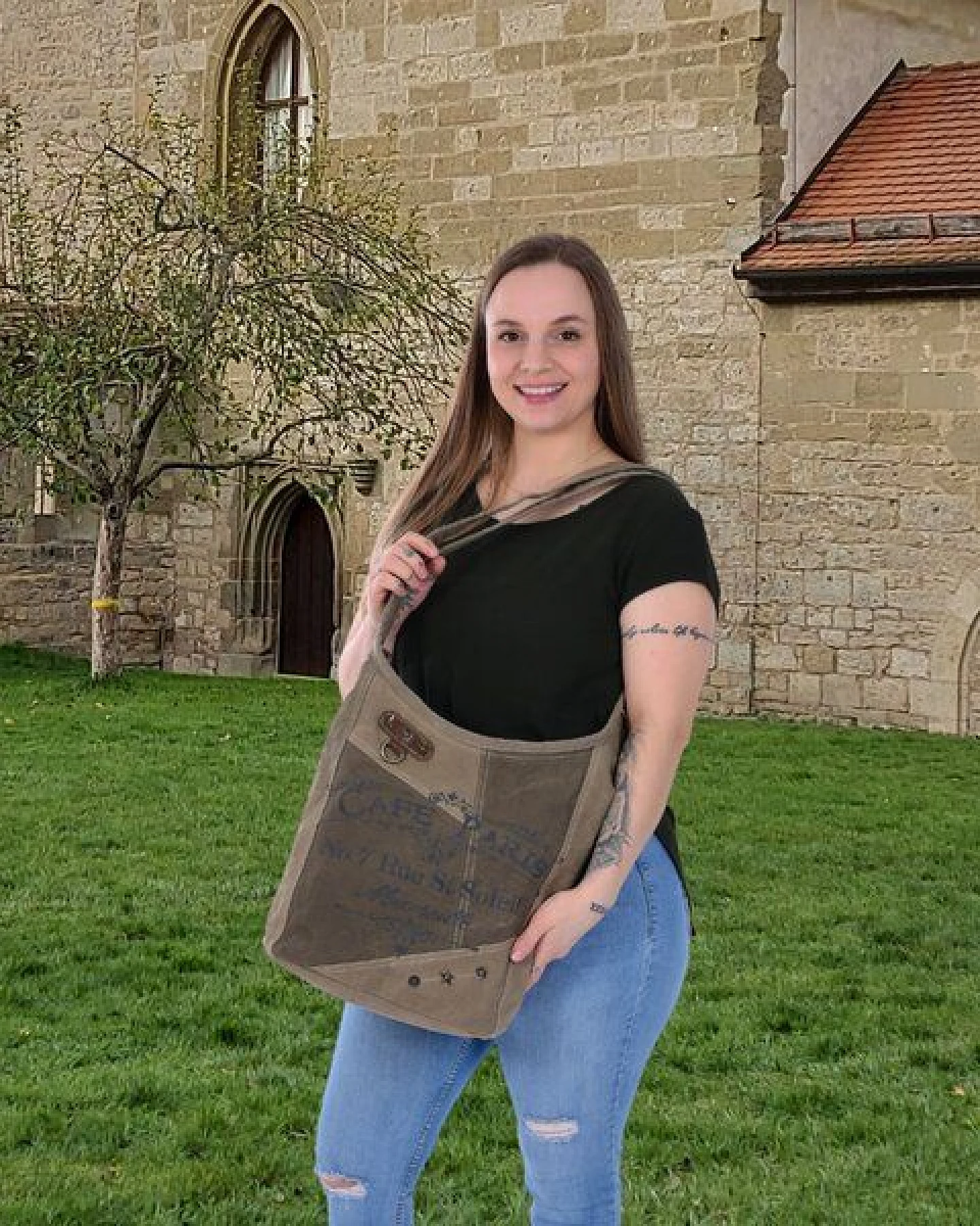 Sunsa Canvas Umhängetasche Vintage Crossbody Hobo Tasche schwarze Schultertasche – Ansicht 2