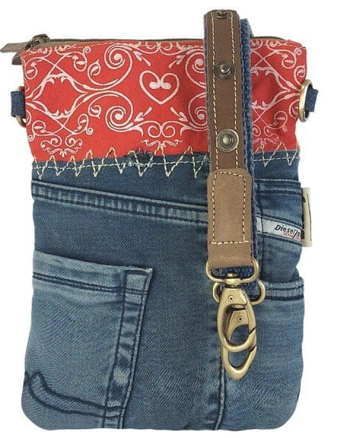 Sunsa kleine Umhängetasche aus recycelter Jeans & Canvas Mini Jeanstasche
