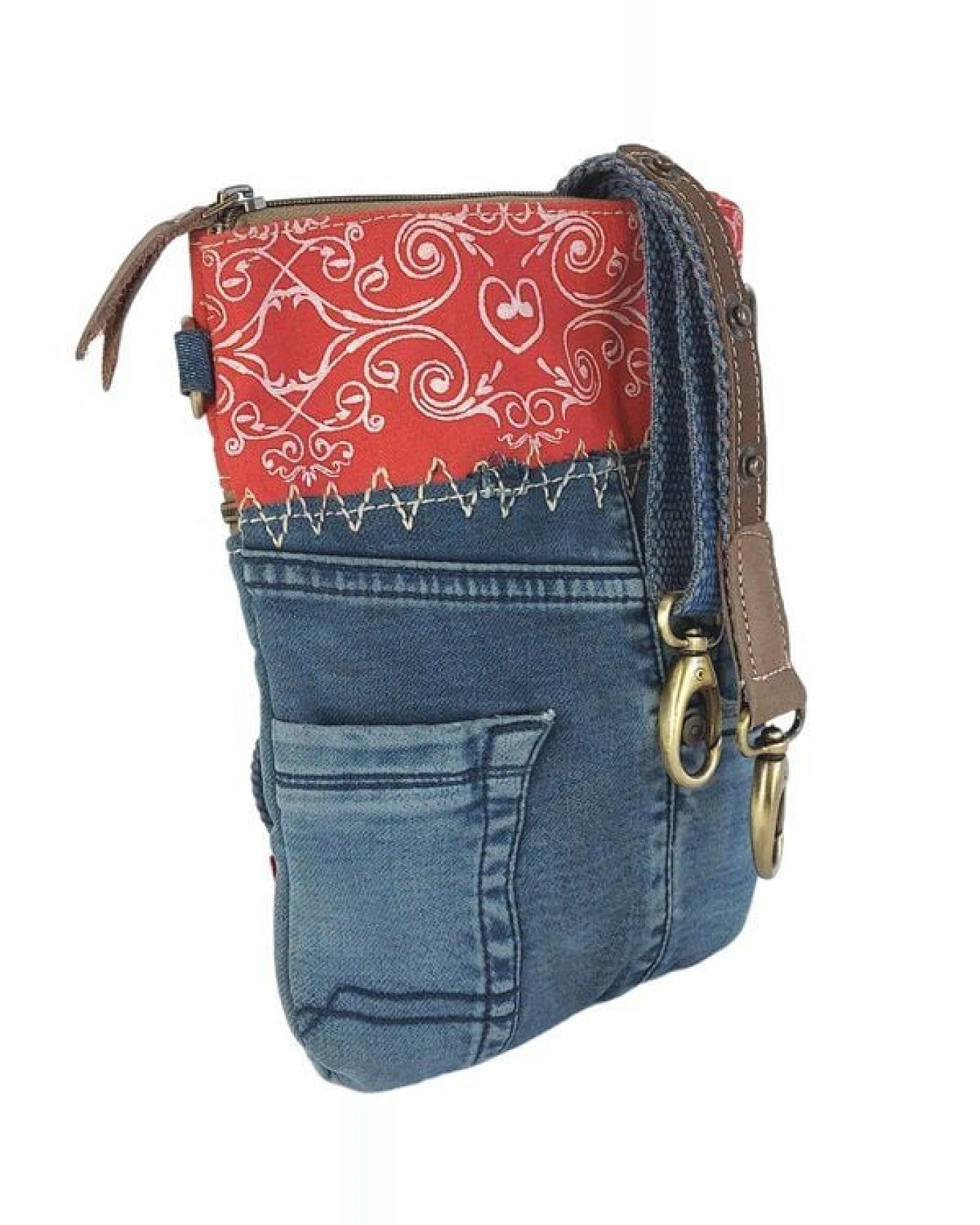 Sunsa kleine Umhängetasche aus recycelter Jeans & Canvas Mini Jeanstasche – Ansicht 3