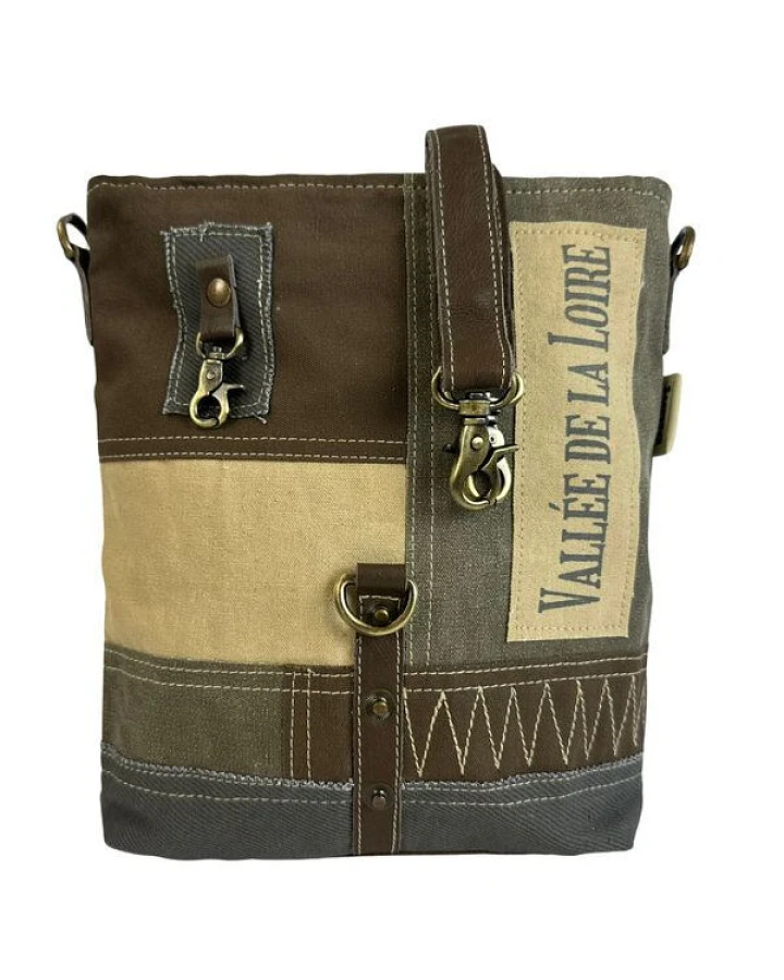 Sunsa Vintage Umhängetasche. Damen Canvas und Leder Schultertasche