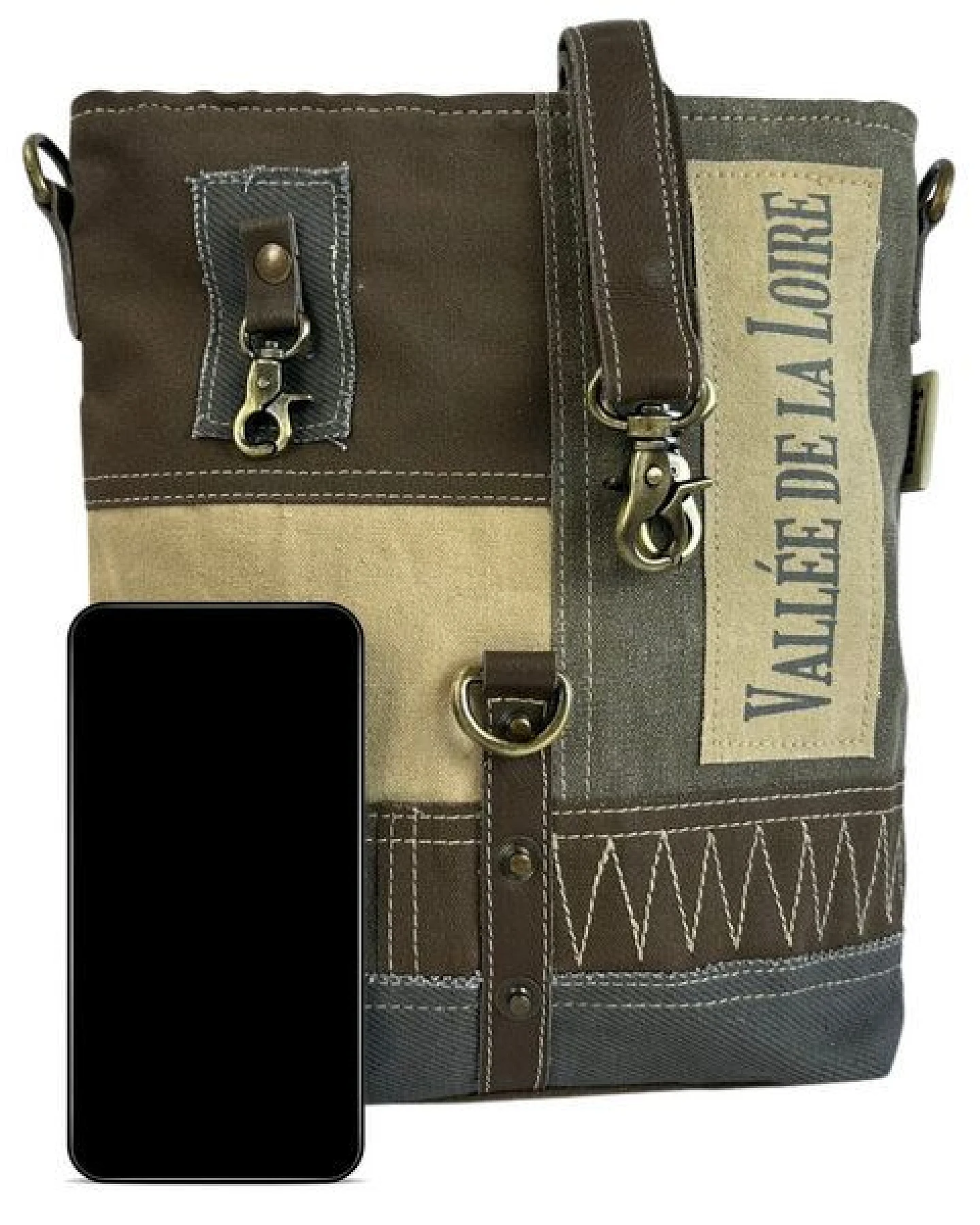 Sunsa Vintage Umhängetasche. Damen Canvas und Leder Schultertasche – Ansicht 4