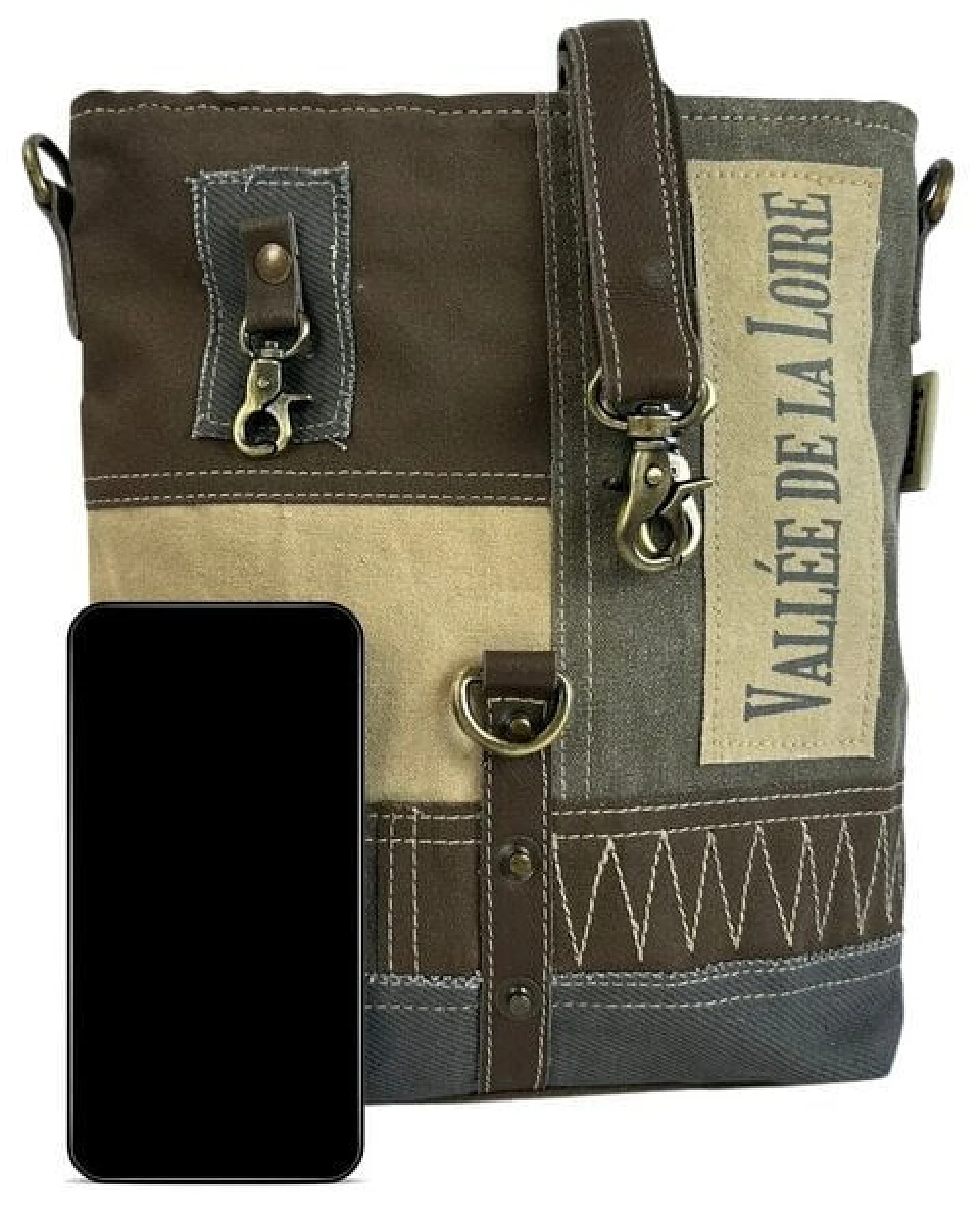 Sunsa Vintage Umhängetasche. Damen Canvas und Leder Schultertasche – Ansicht 4