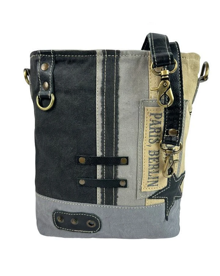 Sunsa Canvas Umhängetasche - Vintage Stil Damen Schultertasche mit Stern