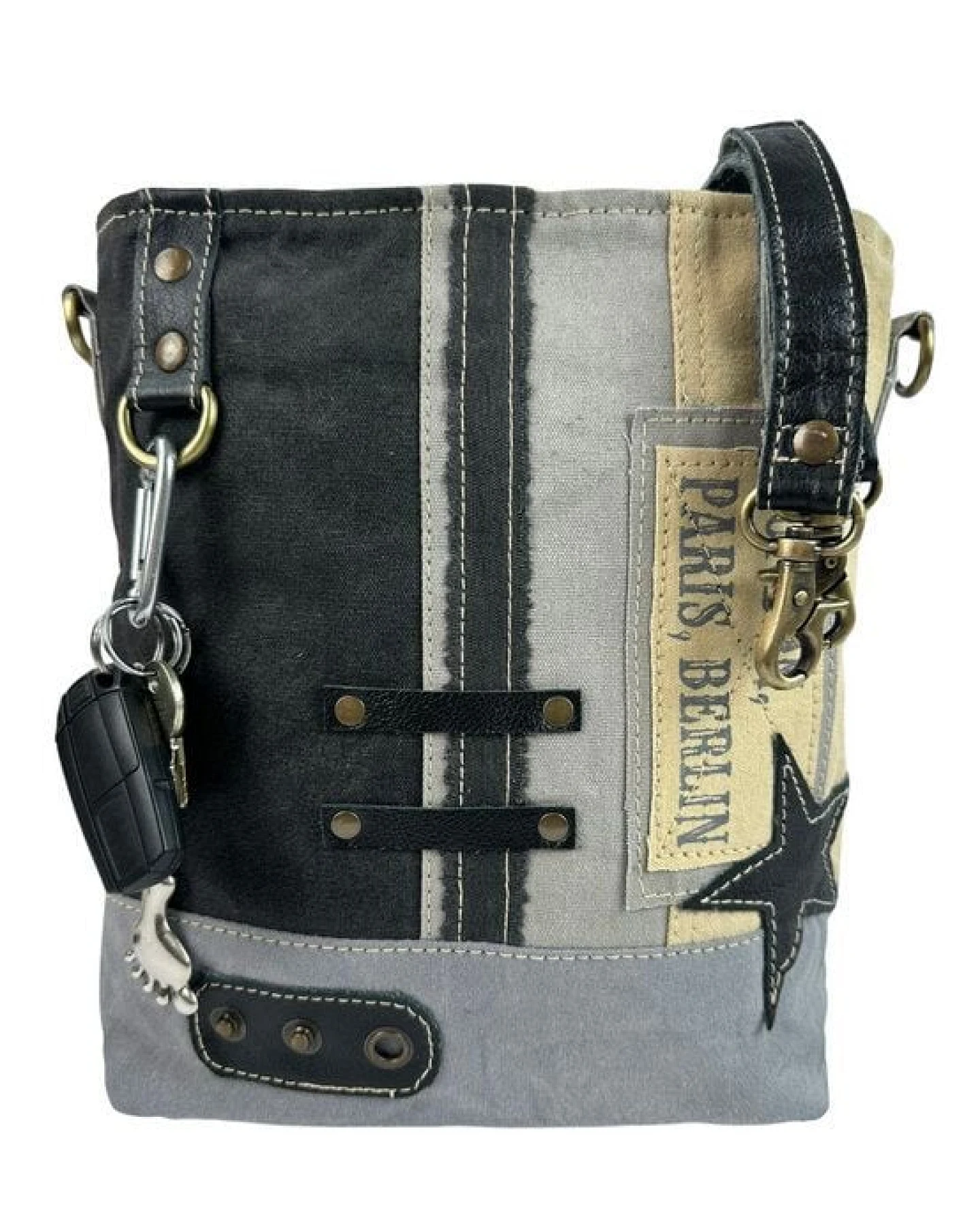 Sunsa Canvas Umhängetasche - Vintage Stil Damen Schultertasche mit Stern – Ansicht 4
