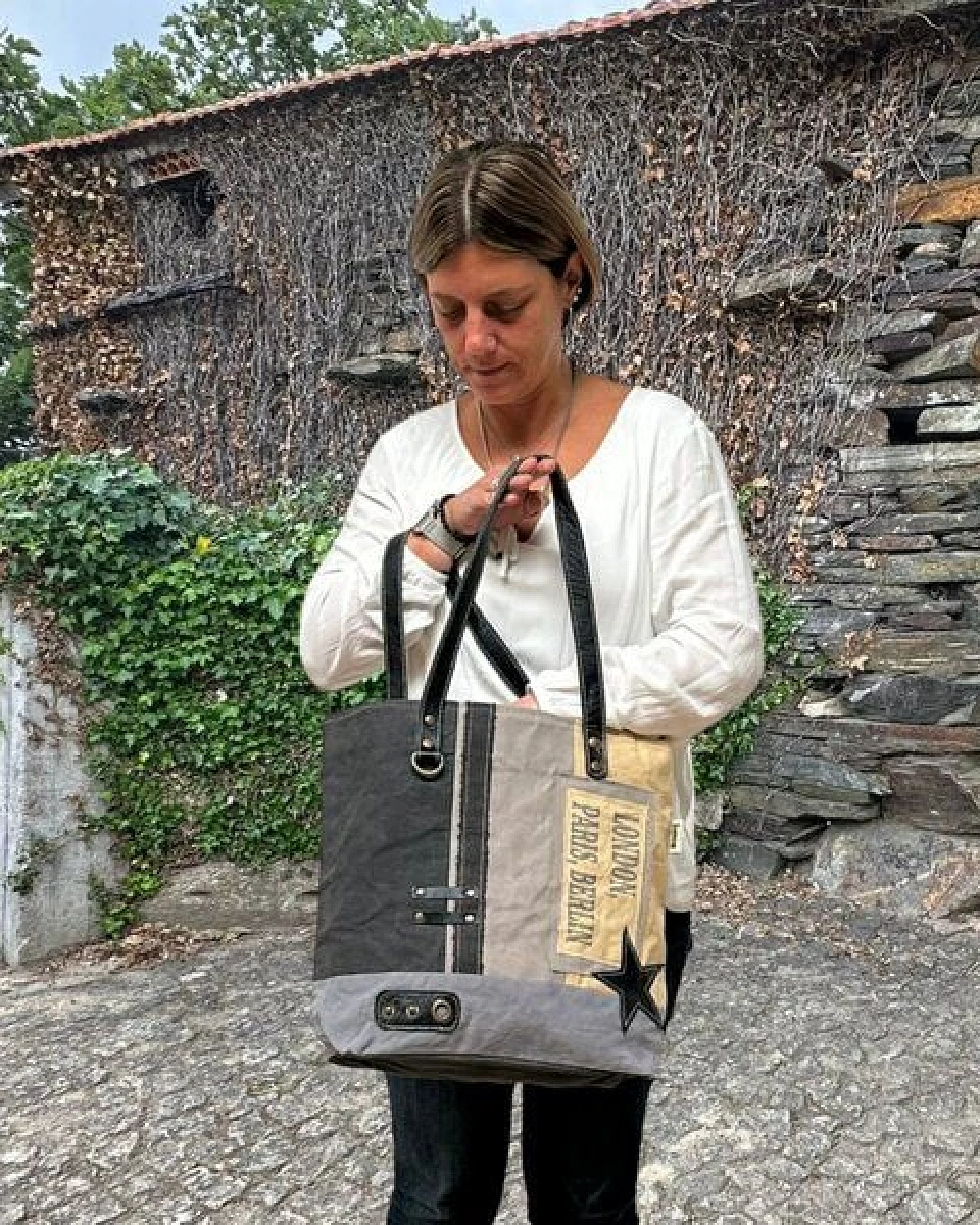 Sunsa Canvas Handtasche Vintage Schultertasche große Damen Tasche – Ansicht 4