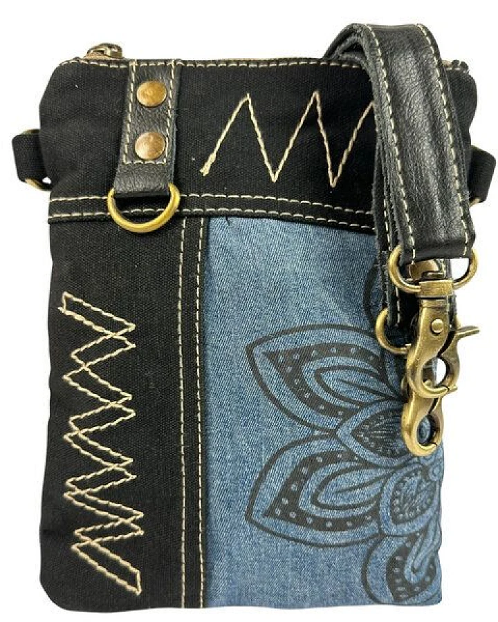 Sunsa kleine Umhängetasche mini Jeanstasche Vintage Schultertasche