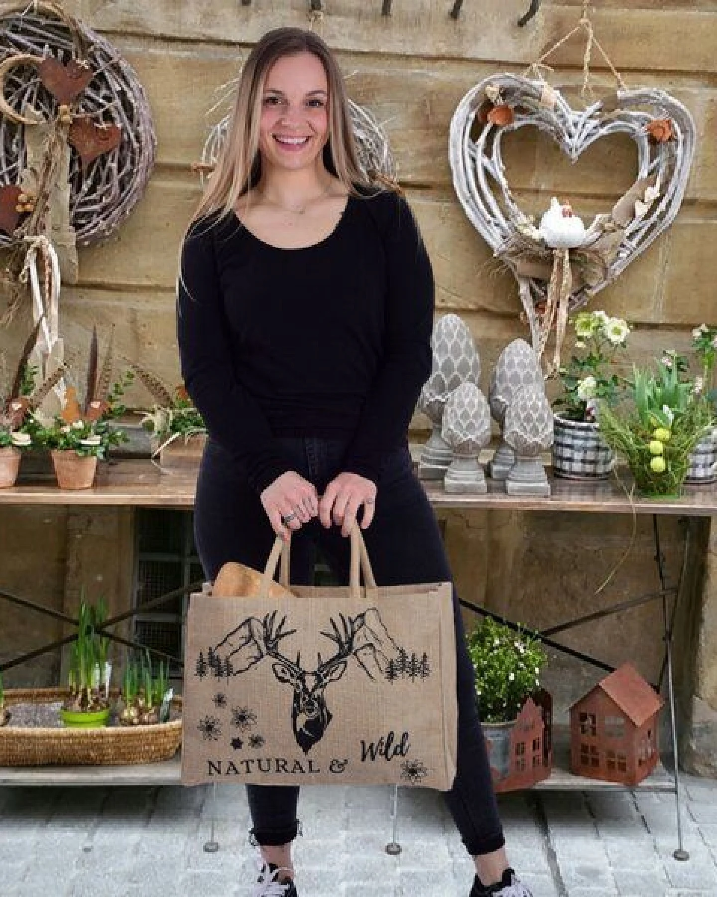 Domelo große Jute Einkaufskorb, Vegane Einkaufstasche nachhaltige Handtasche/ Shopper – Ansicht 2