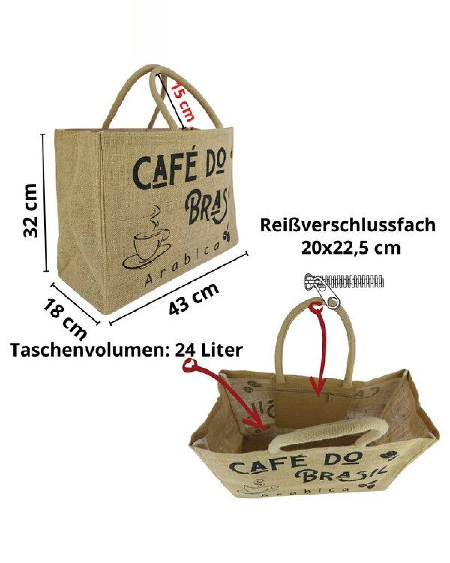 Domelo große Jute Einkaufskorb, Vegane Einkaufstasche nachhaltige Handtasche/ Shopper – Ansicht 3