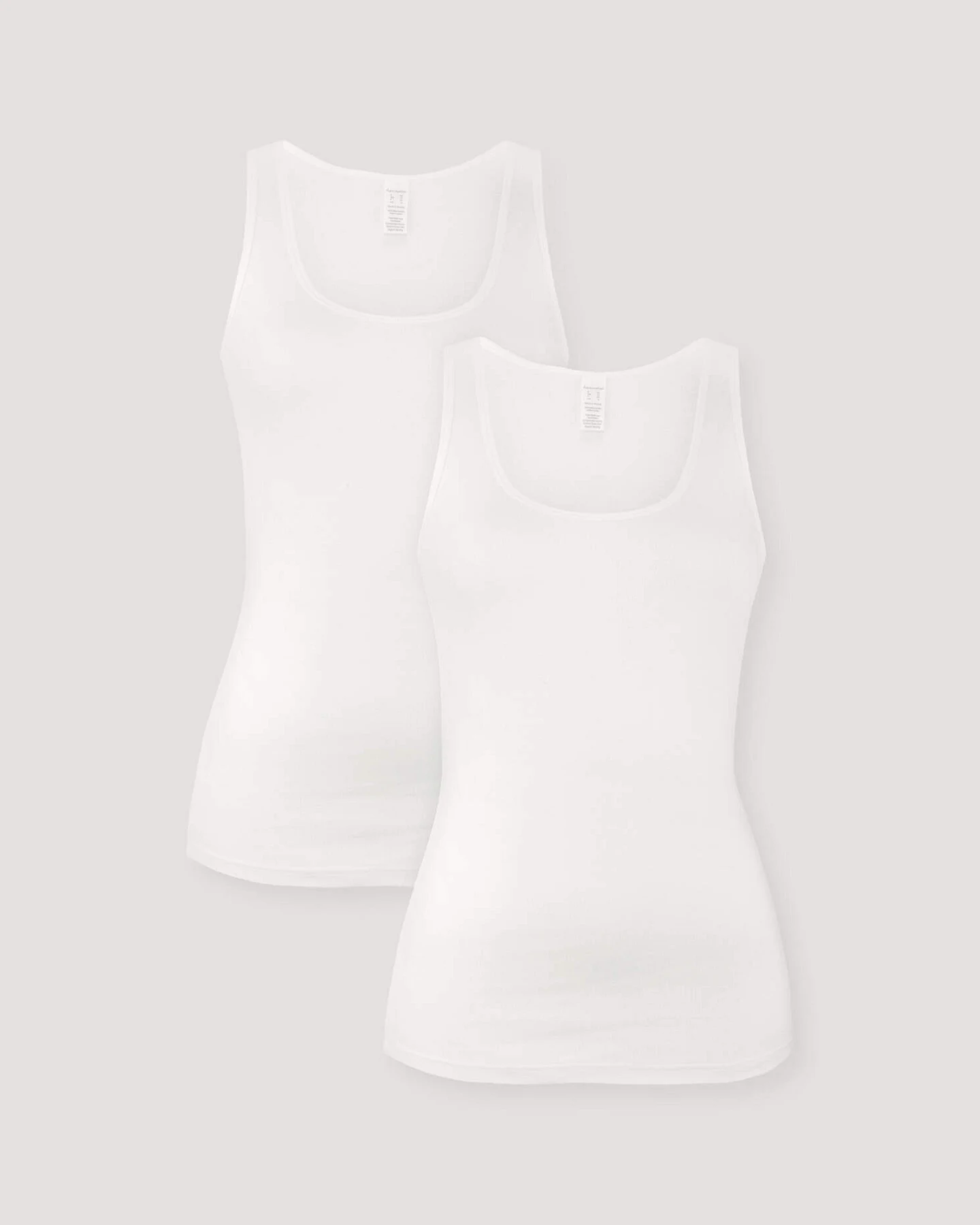hessnatur Damen Rundhals Tanktop im 2-Pack PURE COTTON aus Bio-Baumwolle - weiß - Größe 44 – Ansicht 3